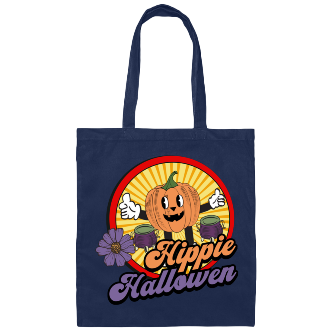 Hippie Halloween, Groovy Halloween, Groovy Pumkpin Canvas Tote Bag