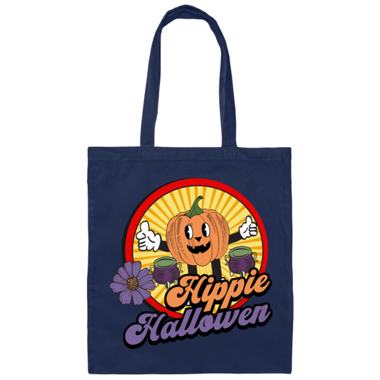 Hippie Halloween, Groovy Halloween, Groovy Pumkpin Canvas Tote Bag