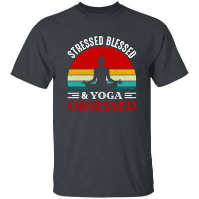 Stresses Blessed And Yoga Obsessed, Retro Yoga Unisex T-Shirt