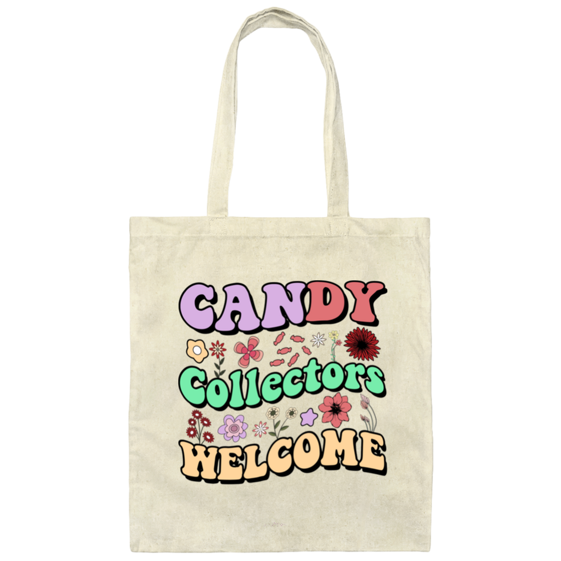 Candy Collectors Welcome, Groovy Sweety Girl Canvas Tote Bag