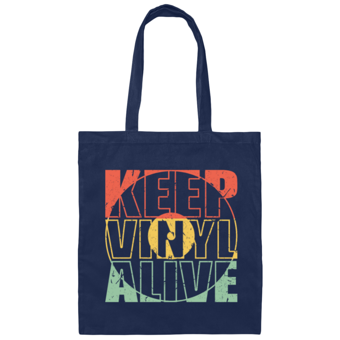 Keep Vinyl Alive, Retro Record, Best Retro Gift, Best Vinyl Vintage Canvas Tote Bag
