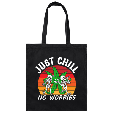 Skeleton Lover Just Chill No Worries Retro Gift Love Horror Gift Canvas Tote Bag