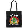 Skeleton Lover Just Chill No Worries Retro Gift Love Horror Gift Canvas Tote Bag