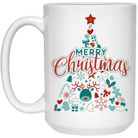 Christmas Tree, Christmas Pattern, Modern Christmas, Merry Christmas, Trendy Christmas White Mug