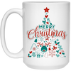 Christmas Tree, Christmas Pattern, Modern Christmas, Merry Christmas, Trendy Christmas White Mug