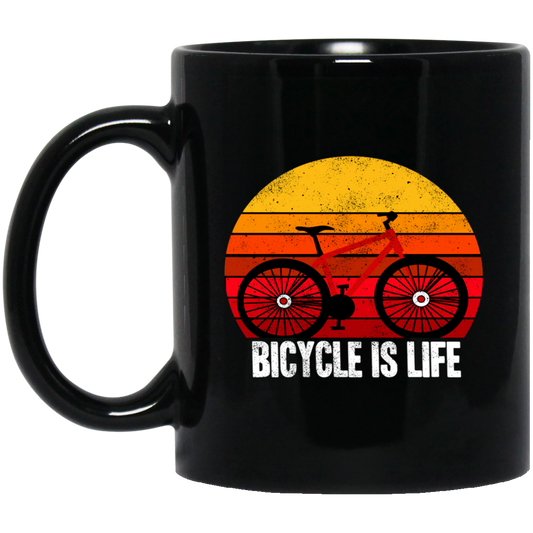 Bicycle Is Life, Ride A Bike, Retro Tone, Classic Style, Love Bike Black Mug