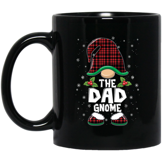 The Dad Gnome Present For Family, Xmas Cute Gnome Lover Black Mug