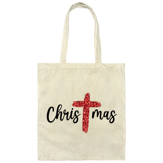 Red Glitter Christmas, Red Christian, Pastor Gift, Merry Christmas, Trendy Chrismas Canvas Tote Bag