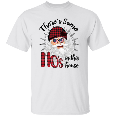 There's Some Ho's In This House, Cool Santa, Red Plaid Hat, Merry Christmas, Trendy Christmas Unisex T-Shirt