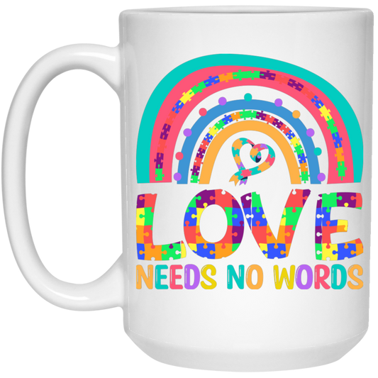 Love Needs No Words, Puzzle Of Love, Pride Month White Mug