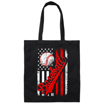 USA Flag Baseball Team Softball Training Player Canvas Tote Bag