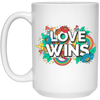 Love Wins, Rainbow Love, Flower Love, Colorful Love White Mug