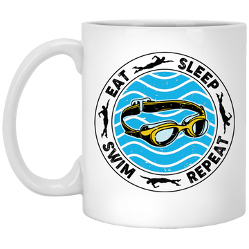 Eat Sleep Swim Repeat, Swimming Lover, Swimmer White Mug