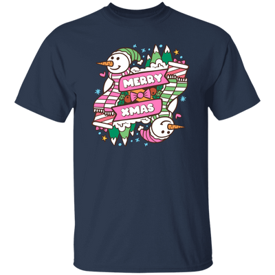 Merry Xmas, Trendy Snowman, Pinky Snowman, Pink Christmas, Merry Christmas, Trendy Christmas Unisex T-Shirt