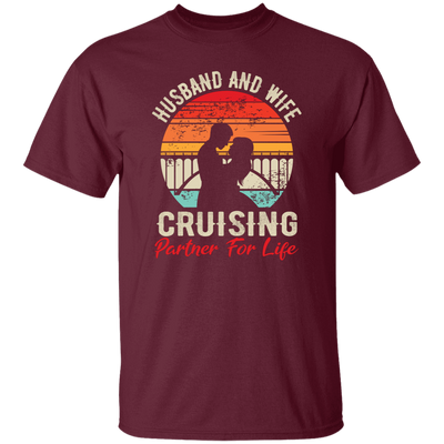 Husband And Wife Cruising Partner For Life, Retro Valentine, Couple Silhouette Unisex T-Shirt