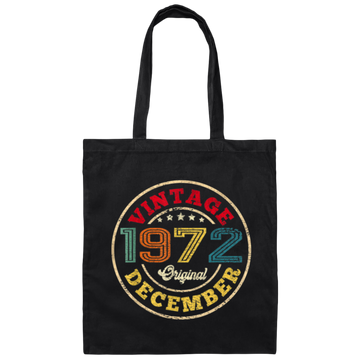 Vintage December 1972, Legend 1972 Birthday Retro Canvas Tote Bag