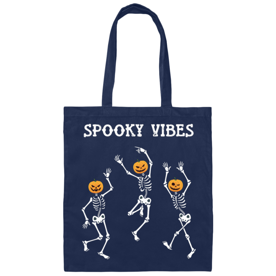 Dancing Skeleton, Spooky Vibes, Happy Halloween Canvas Tote Bag