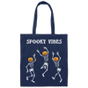Dancing Skeleton, Spooky Vibes, Happy Halloween Canvas Tote Bag