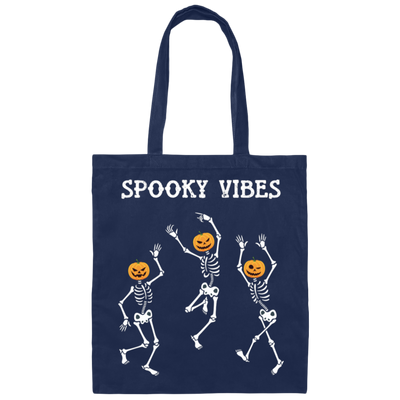 Dancing Skeleton, Spooky Vibes, Happy Halloween Canvas Tote Bag
