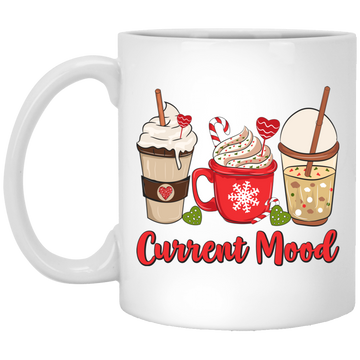 Current Mood, Christmas Coffee, Christmas Drink Cup, Merry Christmas, Trendy Christmas White Mug