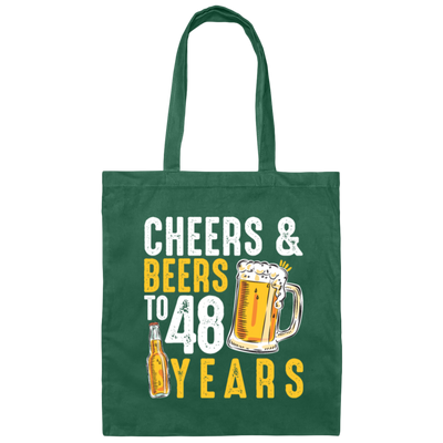 48th Birthday Gifts Drinking, Cheers and Beers to 48 Years Canvas Tote Bag