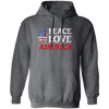 Peace Love American, American Flag, American Sunflower Pullover Hoodie