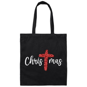 Red Glitter Christmas, Pastor Gift, Merry Christmas, Red Christian, Trendy Chrismas Canvas Tote Bag