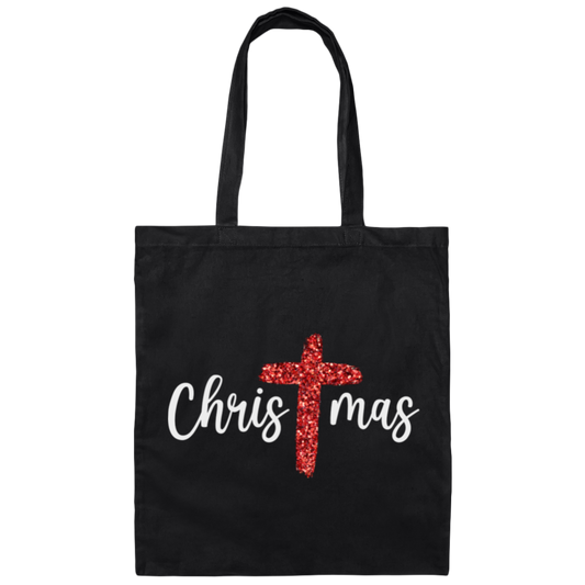 Red Glitter Christmas, Pastor Gift, Merry Christmas, Red Christian, Trendy Chrismas Canvas Tote Bag