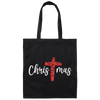 Red Glitter Christmas, Pastor Gift, Merry Christmas, Red Christian, Trendy Chrismas Canvas Tote Bag