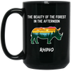 The Beauty Of Forest In The Afternoon Is Rhino, Retro Rhino Black Mug