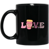 Love Valentine, Leopard Lover, Pink Cup Of Coffee, Valentine's Day, Trendy Valentine Black Mug