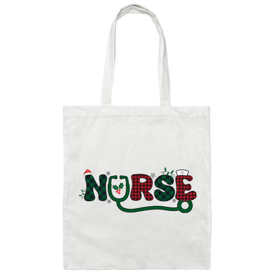Nurse Christmas, Caro Christmas, Santa Nurse Canvas Tote Bag