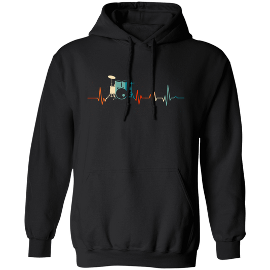 Drummer, Drumsticks, Drumming, Heartbeat Rock Lover, Rocker Vintage Gift Pullover Hoodie