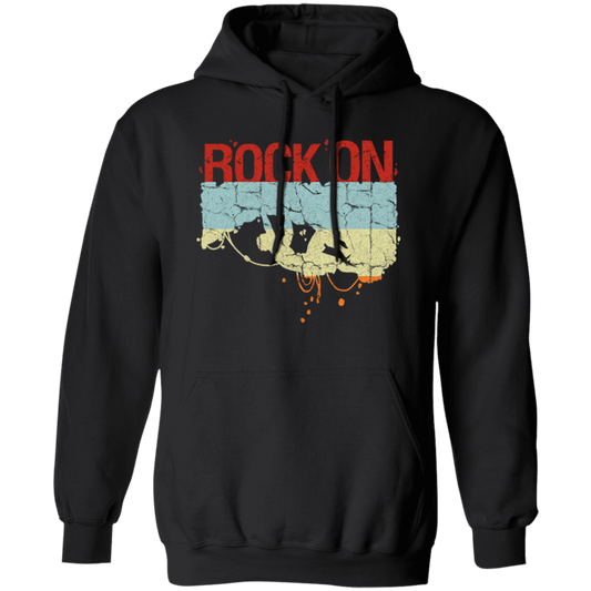 Rock On, Love Rock Gift, Best Retro Rock, Climb On Retro Rock Gift Pullover Hoodie