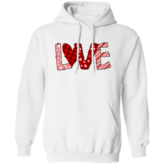 Love Text, Heart Pattern, Groovy Love, Valentine Gift, Valentine's Day, Trendy Valentine Pullover Hoodie