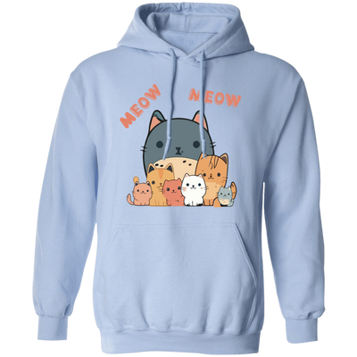 Cute Meow, Cat Lover, Cute Cat, Bundle Of Kitten, Cat Family Pullover Hoodie