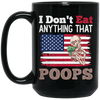 I Don't Eat Anything That Poops, American Flag, Funny Vegan Black Mug