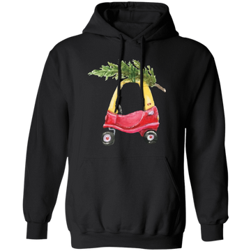 Baby Car Watercolor, Car Bring Xmas Tree, Cute Xmas Car, Merry Christmas, Trendy Chrismas Pullover Hoodie