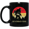 Bigfoot Synthesizer Analog, Sasquatch Synth Nerd, Nerd Love Gift Black Mug