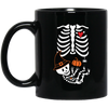 Skeleton Play Pumpkin, Happy Halloween, Lungs Bones, Skeleton Wear Witch Hat Black Mug