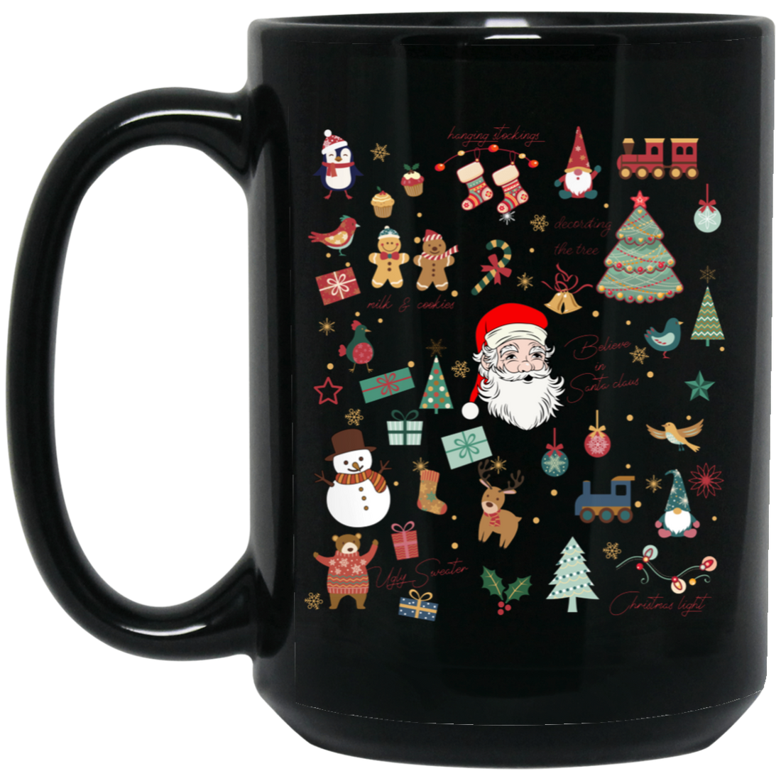 Love Noel, Funny Santa, Merry Christmas, Santa Claus Black Mug