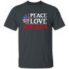 Peace Love American, American Flag, American Sunflower Unisex T-Shirt