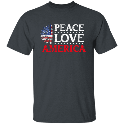 Peace Love American, American Flag, American Sunflower Unisex T-Shirt