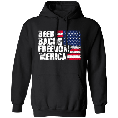 Beer Gift, Bacon Lover, Freedom Gift, American Flag, Love Bacon Gift Pullover Hoodie