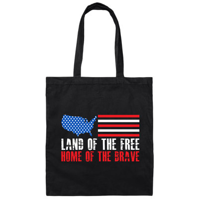 Land Of The Free Home Of The Brave, American Flag Canvas Tote Bag