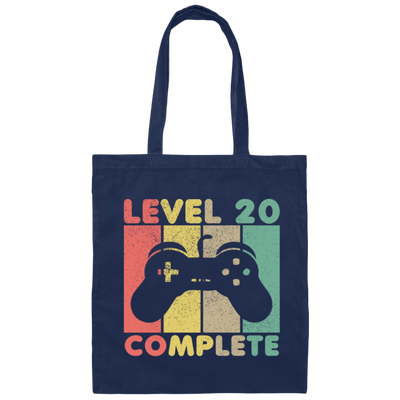Gamer Level 20 Years Old Gift, Birthday Gift Retro Canvas Tote Bag