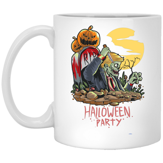 Halloween Party, Pumpkin In Halloween, Trump Halloween White Mug