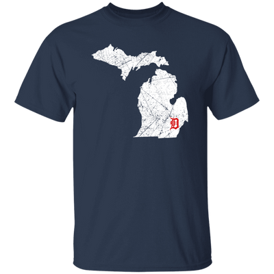 Detroit City, Michigan Map Lakes, Letter D Nature Gift, Love Michigan Unisex T-Shirt