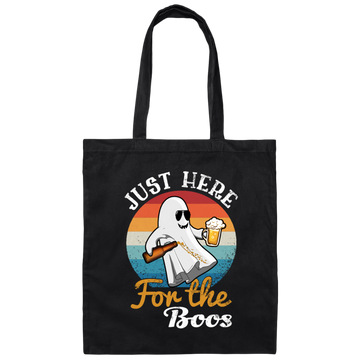 Just Here For The Boos, Halloween Ghost Canvas Tote Bag