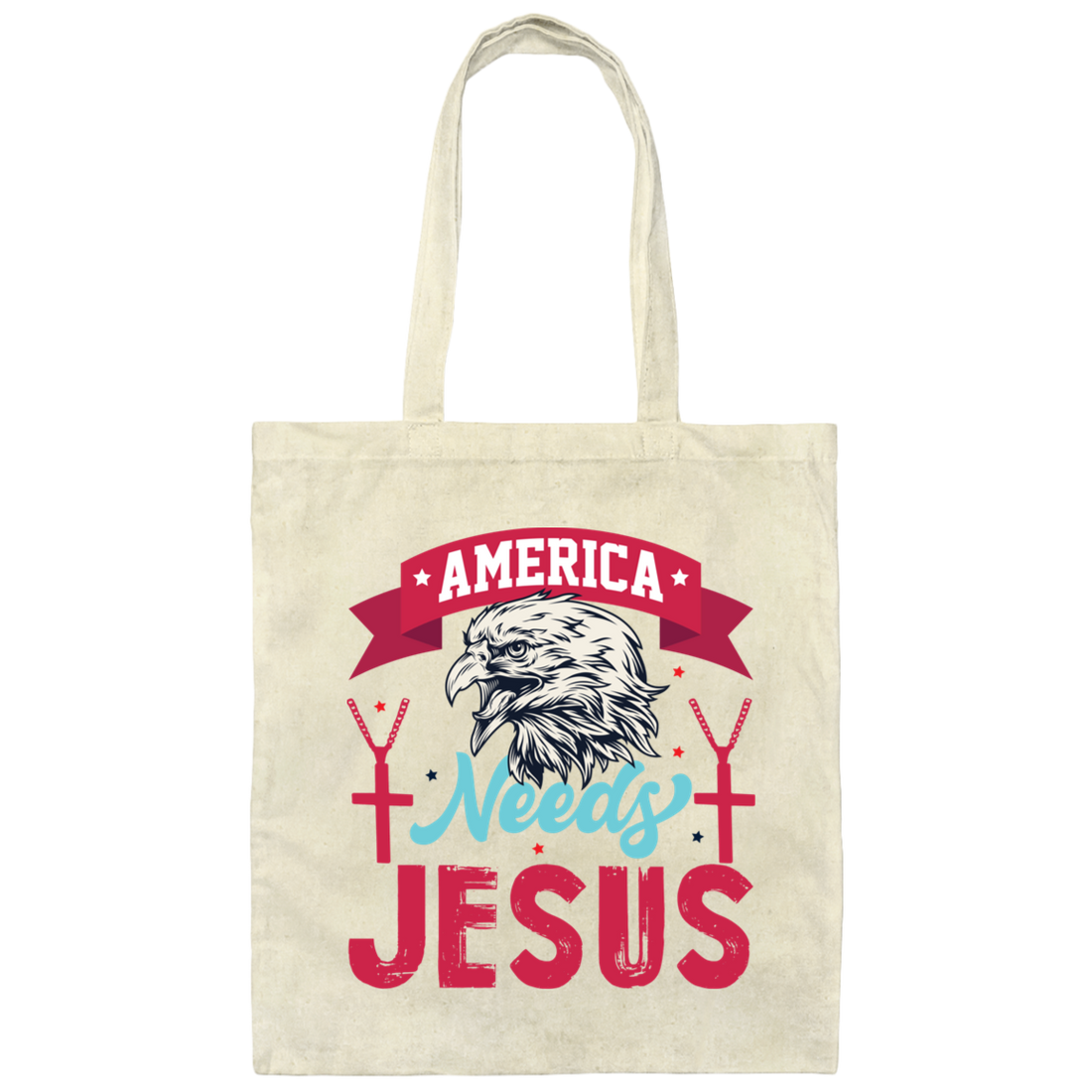 Eagle Icon, American Needs Jesus, American Eagle, Jesus Love Gift Canvas Tote Bag